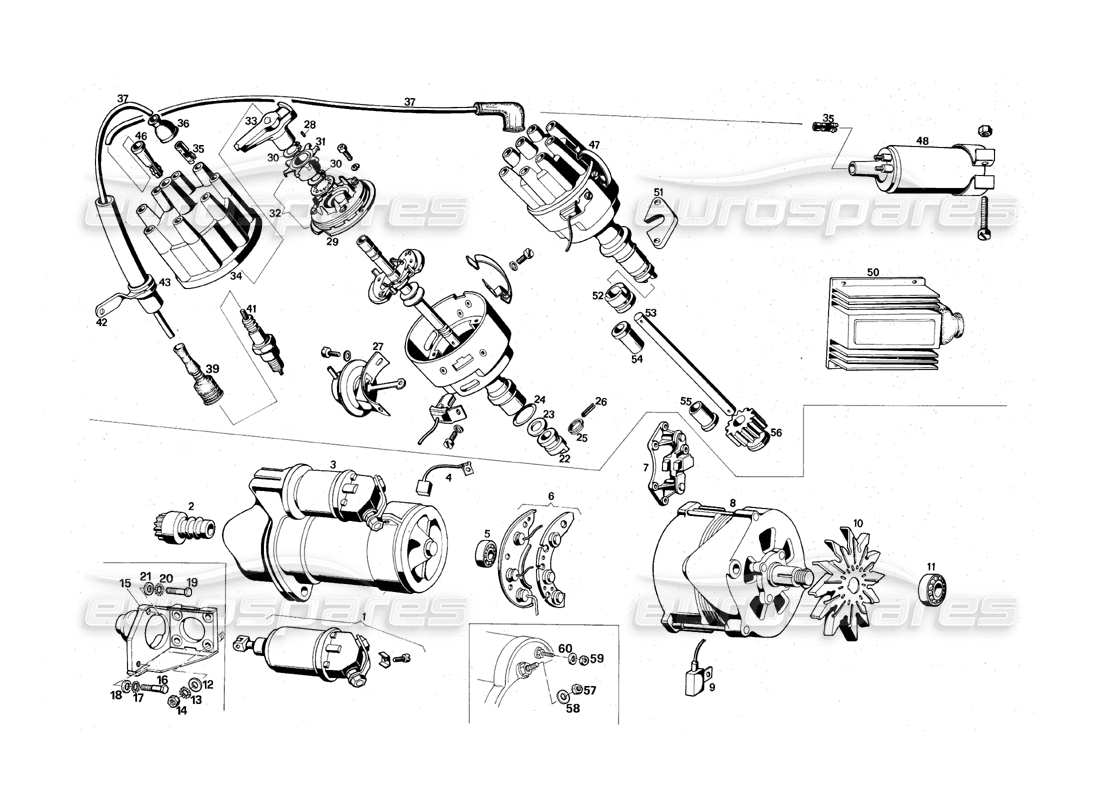 maserati qtp.v8 4.9 (s3) 1979 équipement électrique schéma des pièces