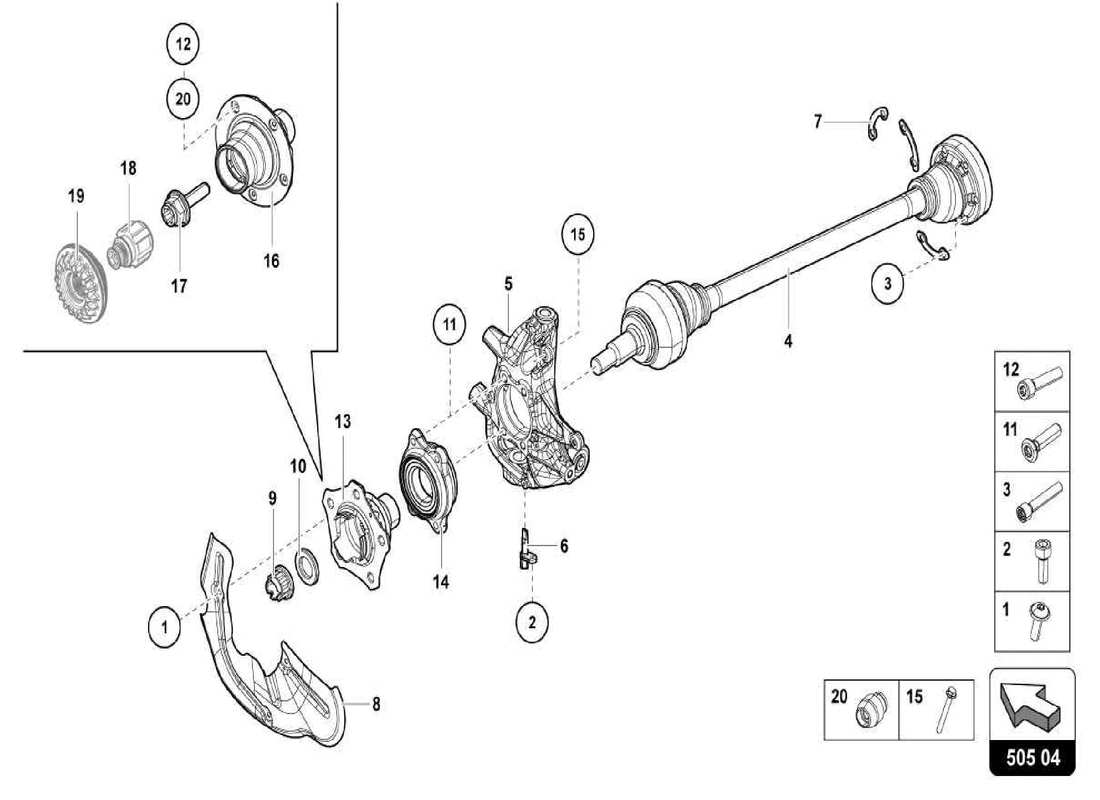 lamborghini centenario spider rear axle shaft part diagram