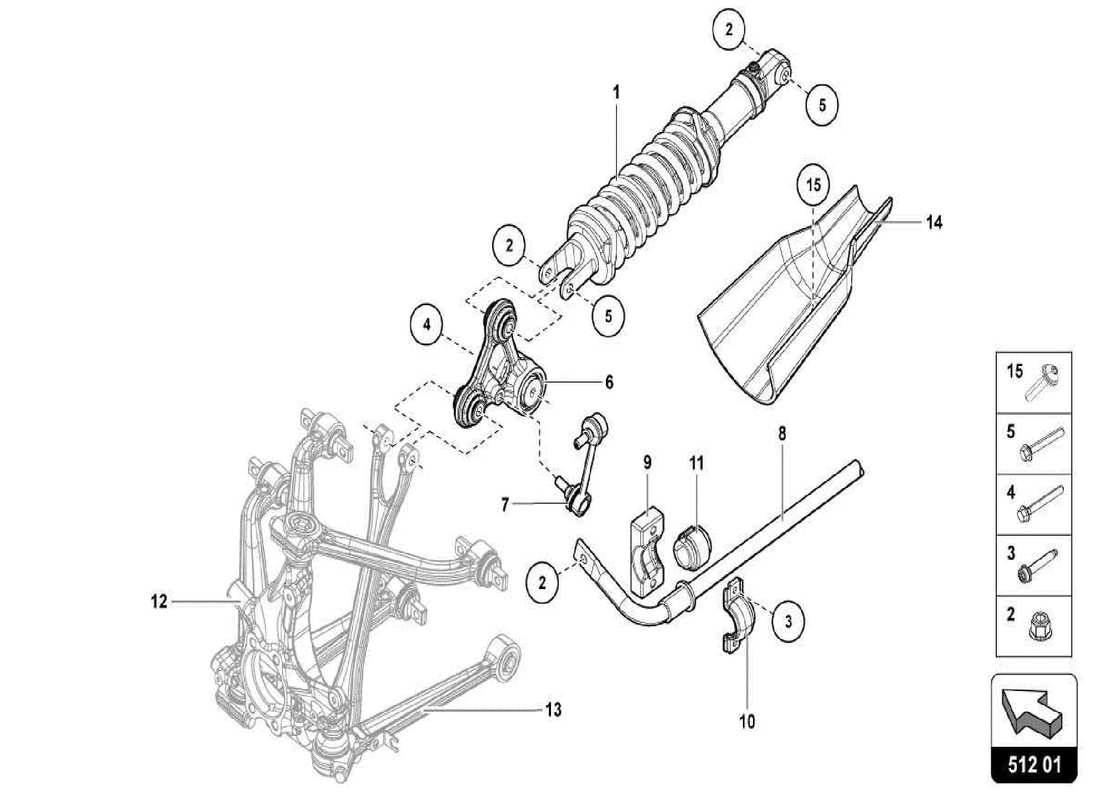 lamborghini centenario spider schéma des pièces de la suspension arrière