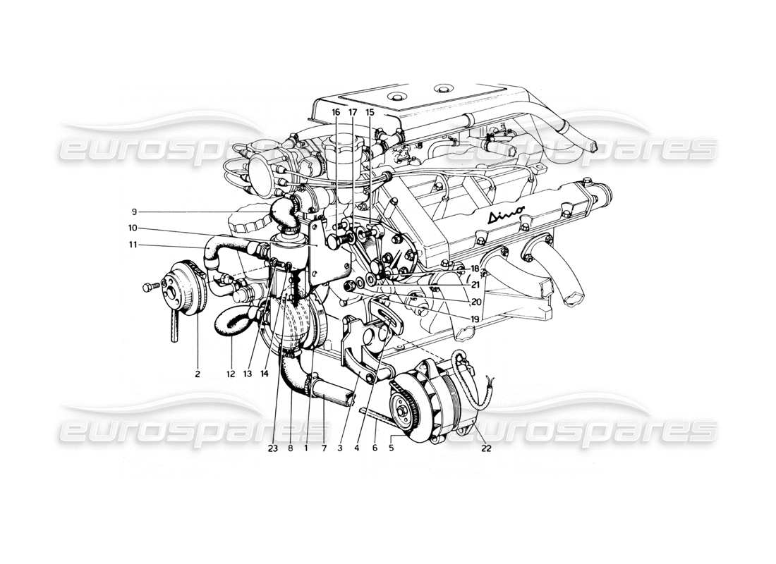 ferrari 246 dino (1975) diagramme des pièces de la climatisation et d'autres pièces