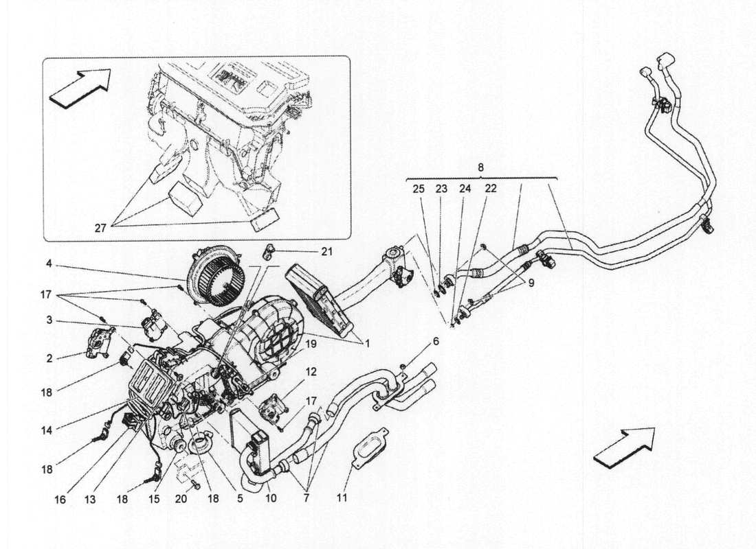 maserati qtp. v6 3.0 bt 410bhp 2wd 2017 unité ac : appareils de tunnel schéma des pièces