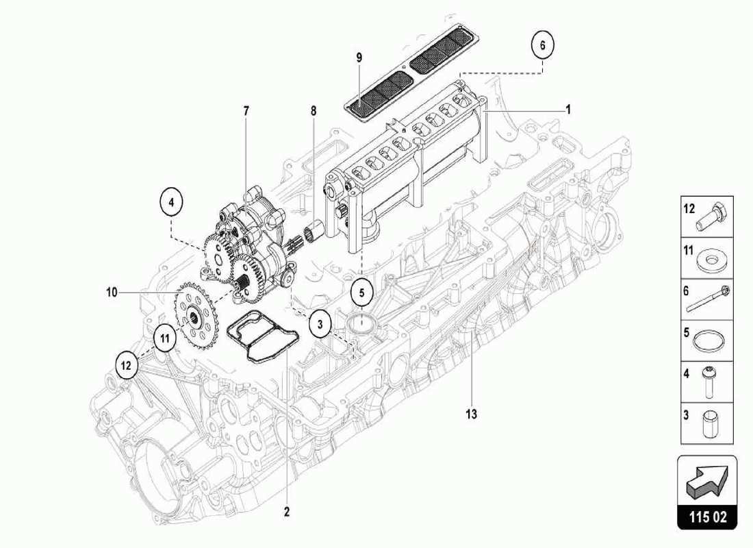 lamborghini centenario spider pompe à huile schéma des pièces