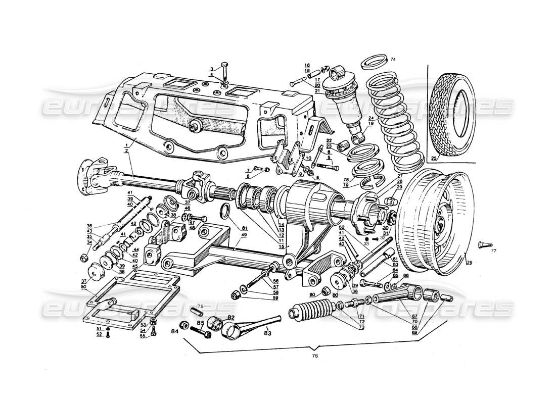maserati qtp.v8 4.9 (s3) 1979 schéma des pièces de la suspension arrière