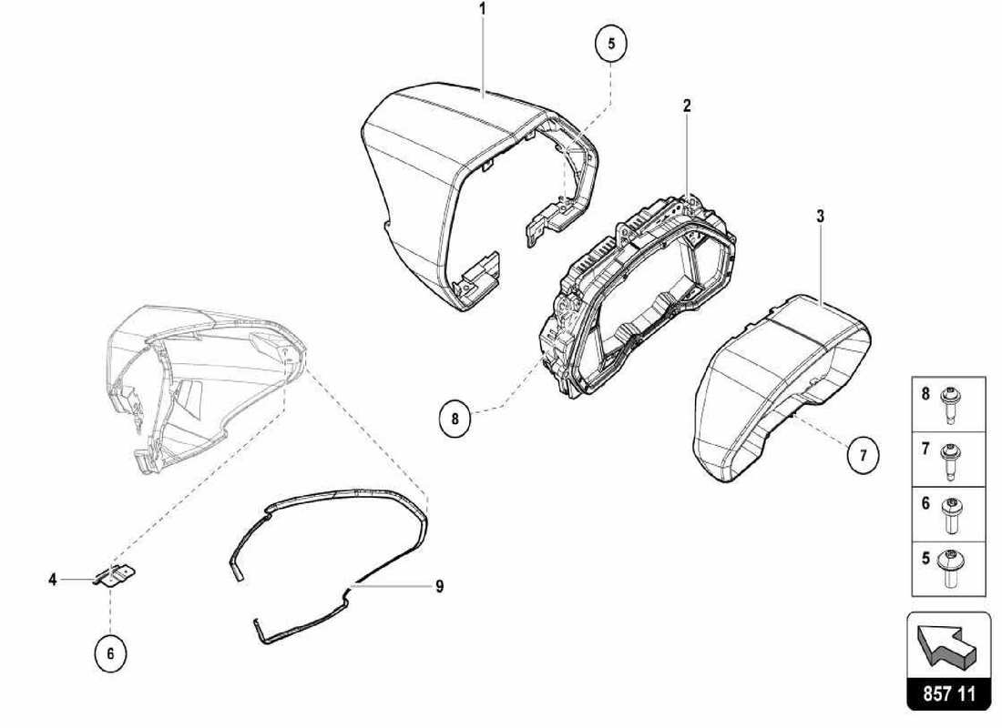 lamborghini centenario spider schéma des pièces de l'instrument combi