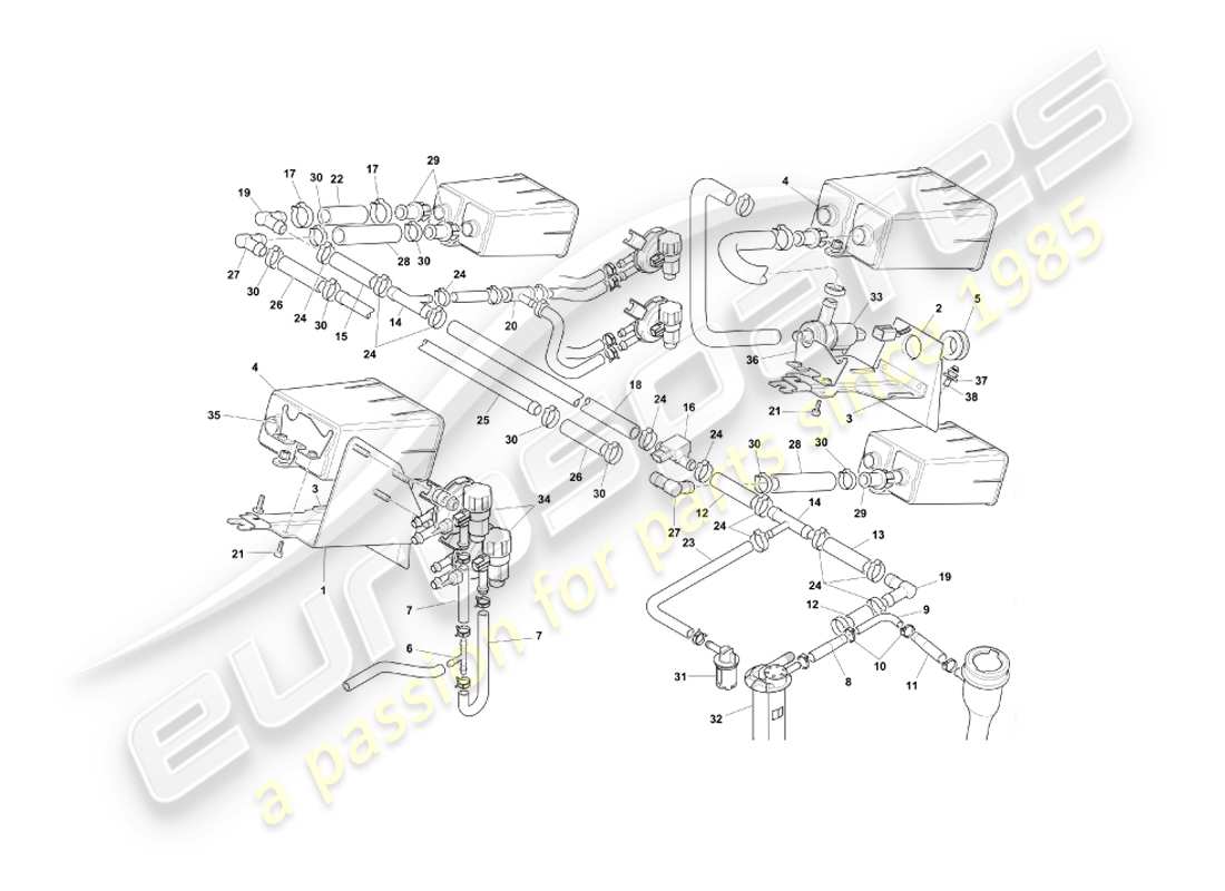 un schéma de pièces du catalogue de pièces aston martin db7 vantage (2000)