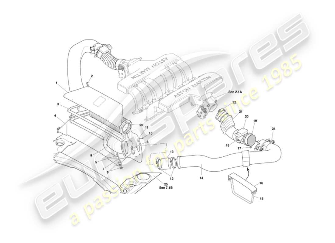 un schéma de pièces du catalogue de pièces aston martin vanquish (2004)
