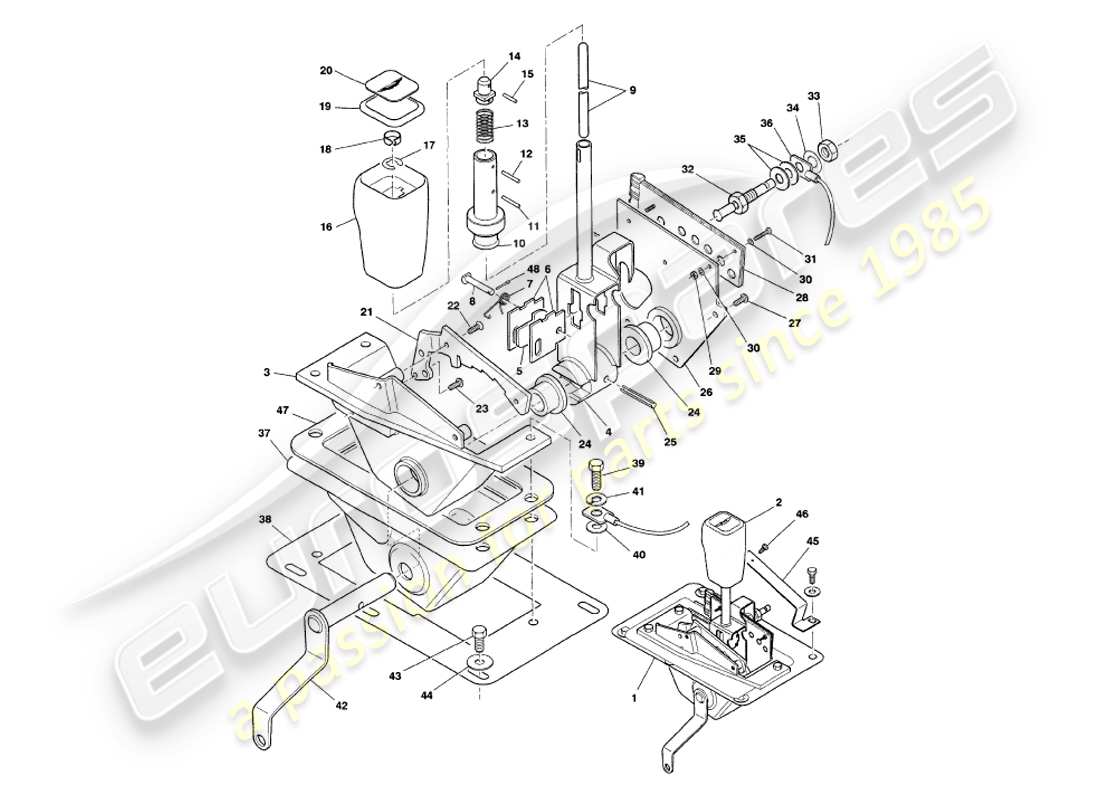 un schéma de pièces du catalogue de pièces aston martin v8 volante (2000)