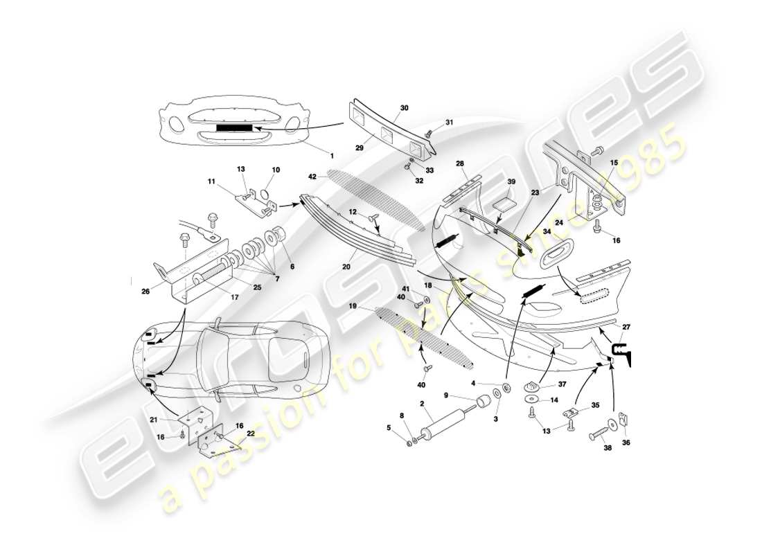 un schéma de pièces du catalogue de pièces aston martin db7 vantage (1999)
