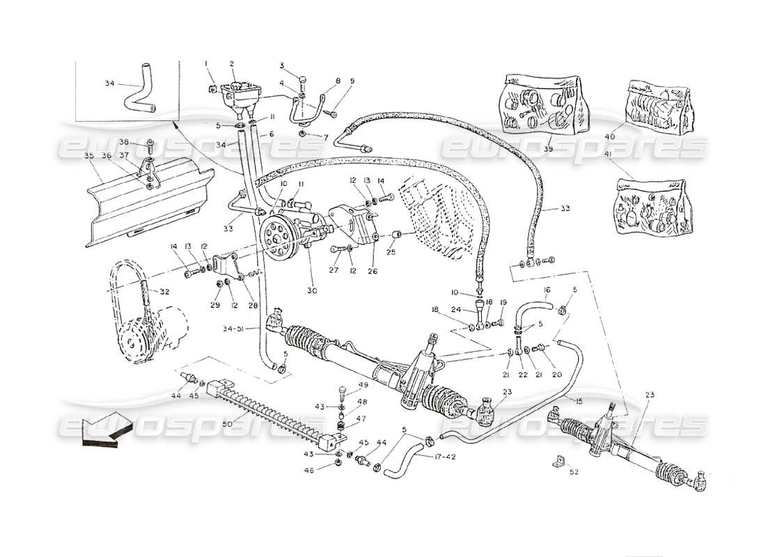 un schéma de pièces du catalogue de pièces maserati shamal