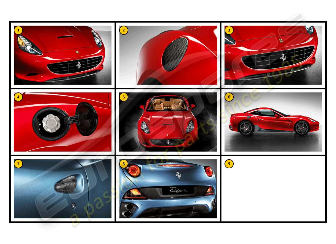 un schéma de pièces du catalogue de pièces Ferrari California (Accessoires)