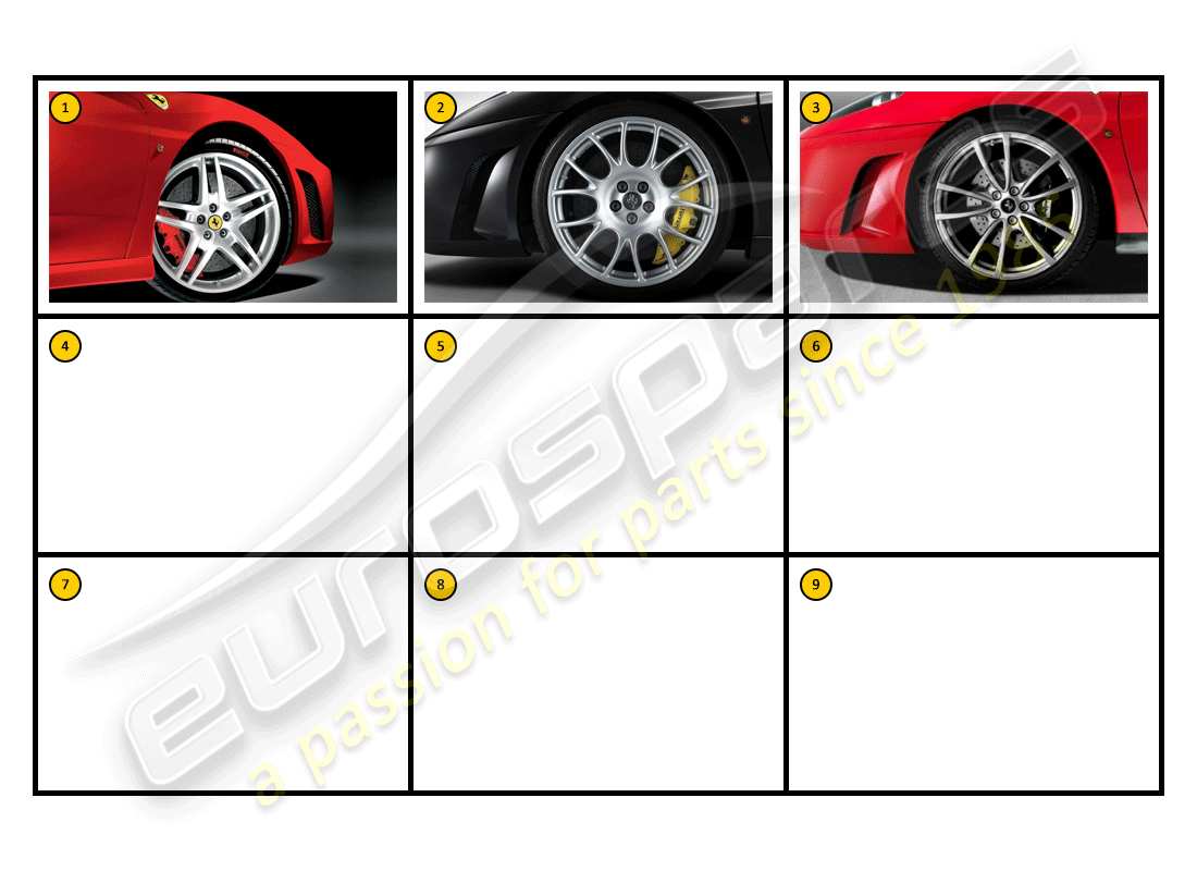 ferrari f430 coupe (accessories) extérieur - schéma des pièces des roues