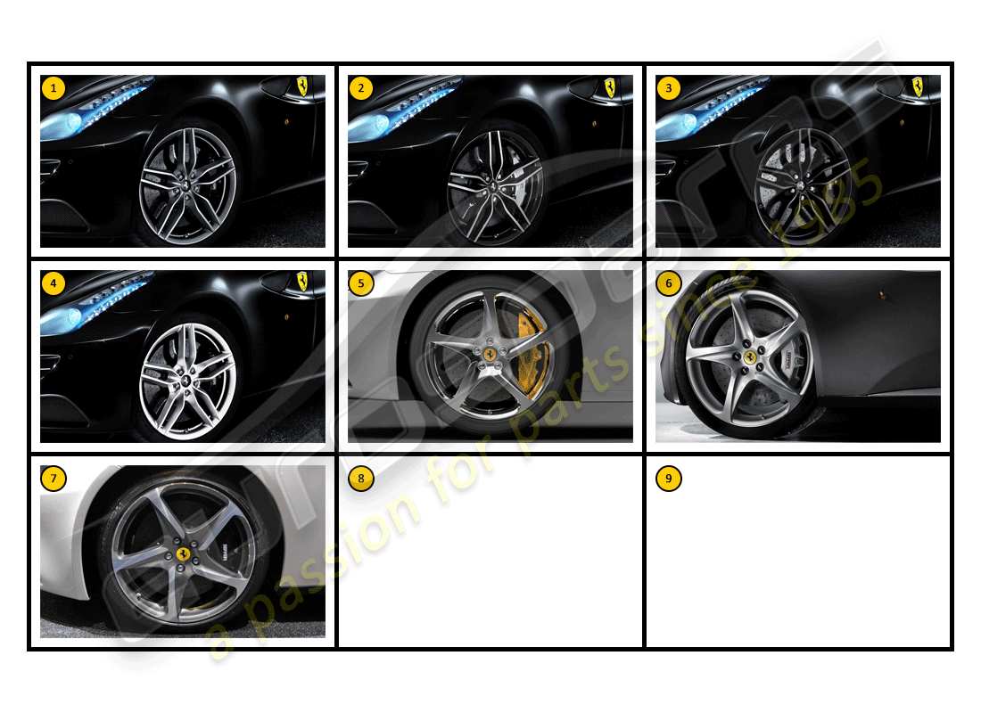 ferrari ff (accessories) extérieur - roues schéma des pièces