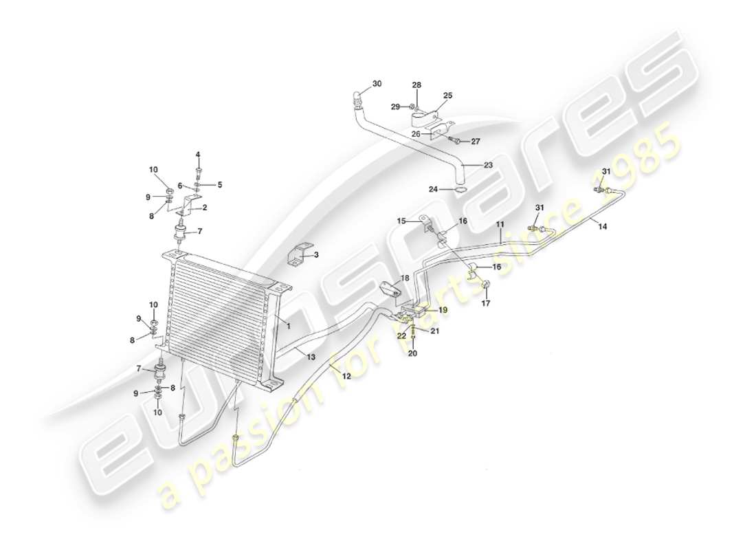 aston martin v8 virage (2000) transmission automatique, refroidissement de la boîte de vitesses, à partir d'environ vin 60193 diagramme de pièce