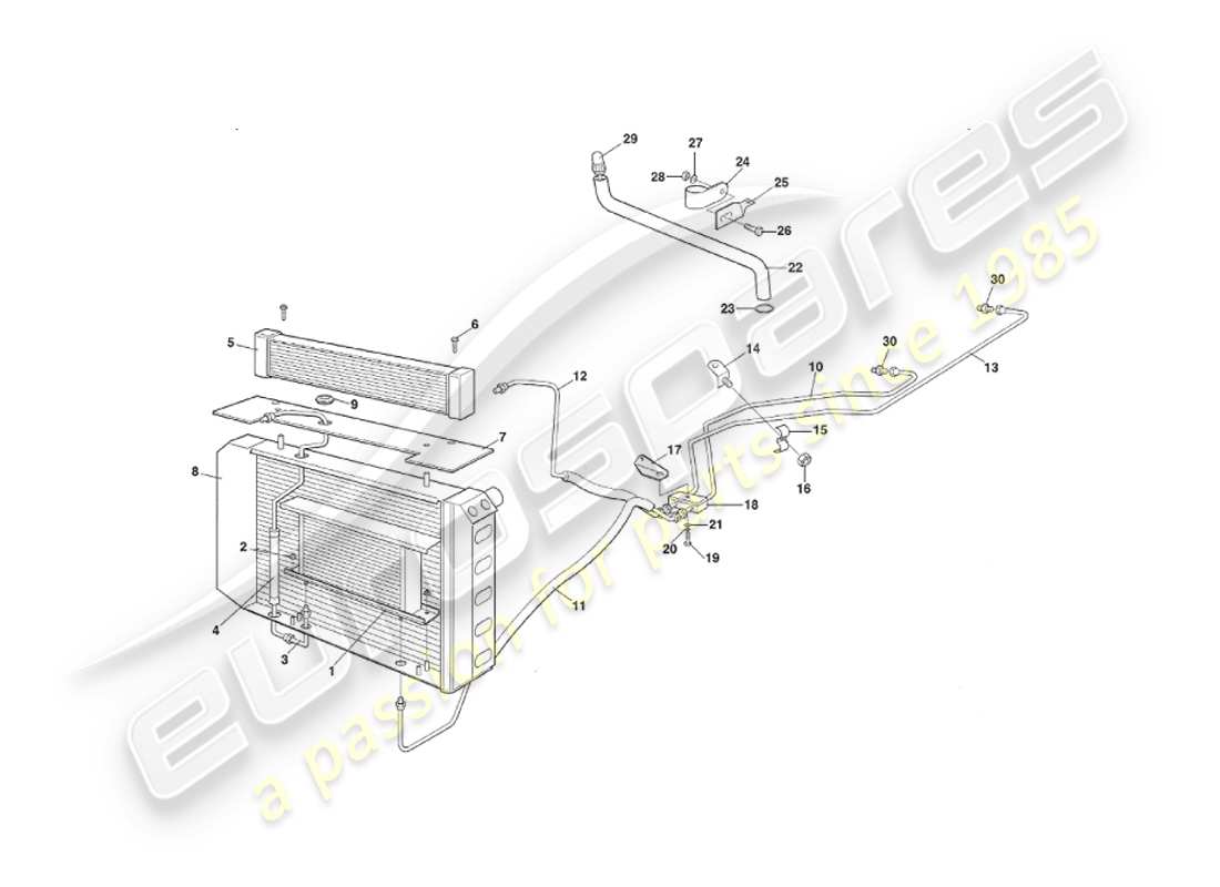 aston martin v8 virage (2000) transmission automatique, refroidissement de la boîte de vitesses, environ vin 60043 à environ vin 60192 diagramme de pièce