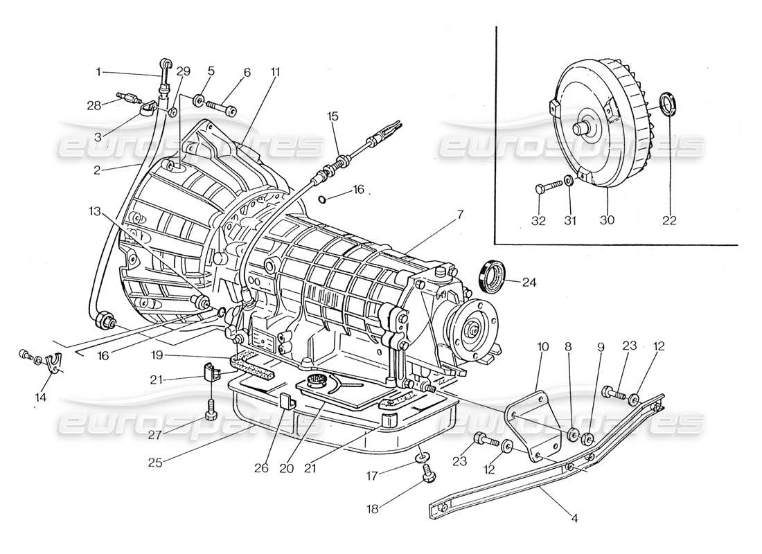maserati 228 transmission automatique - convertisseur (4 hp) schéma des pièces