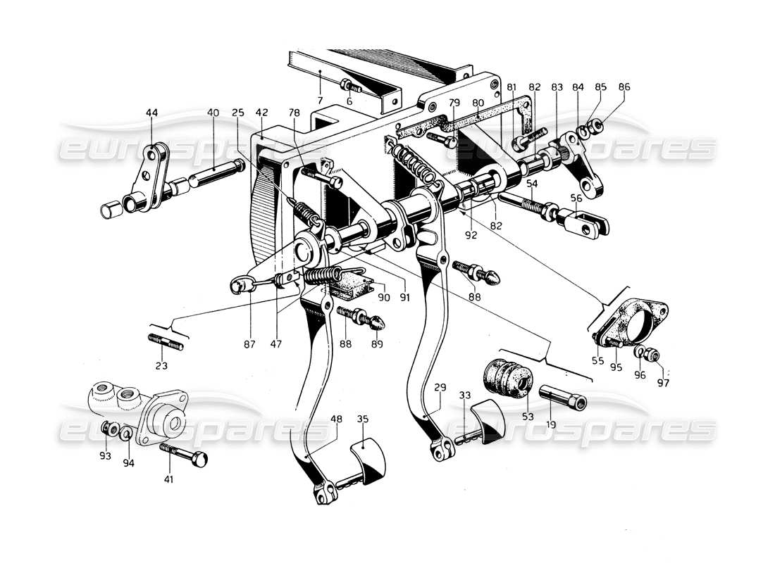ferrari 275 gtb/gts 2 cam boîte à pédales - schéma des pièces des modèles avec conduite à gauche