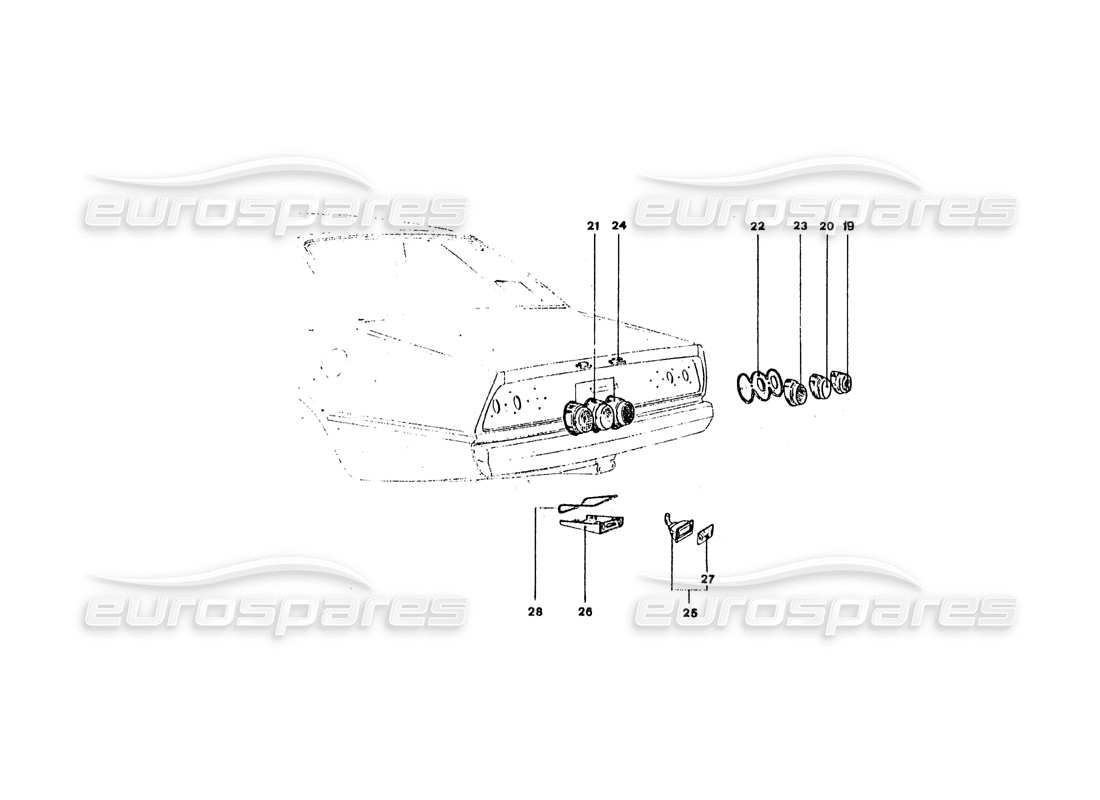 ferrari 365 gt4 2+2 coachwork schéma des pièces des feux arrière