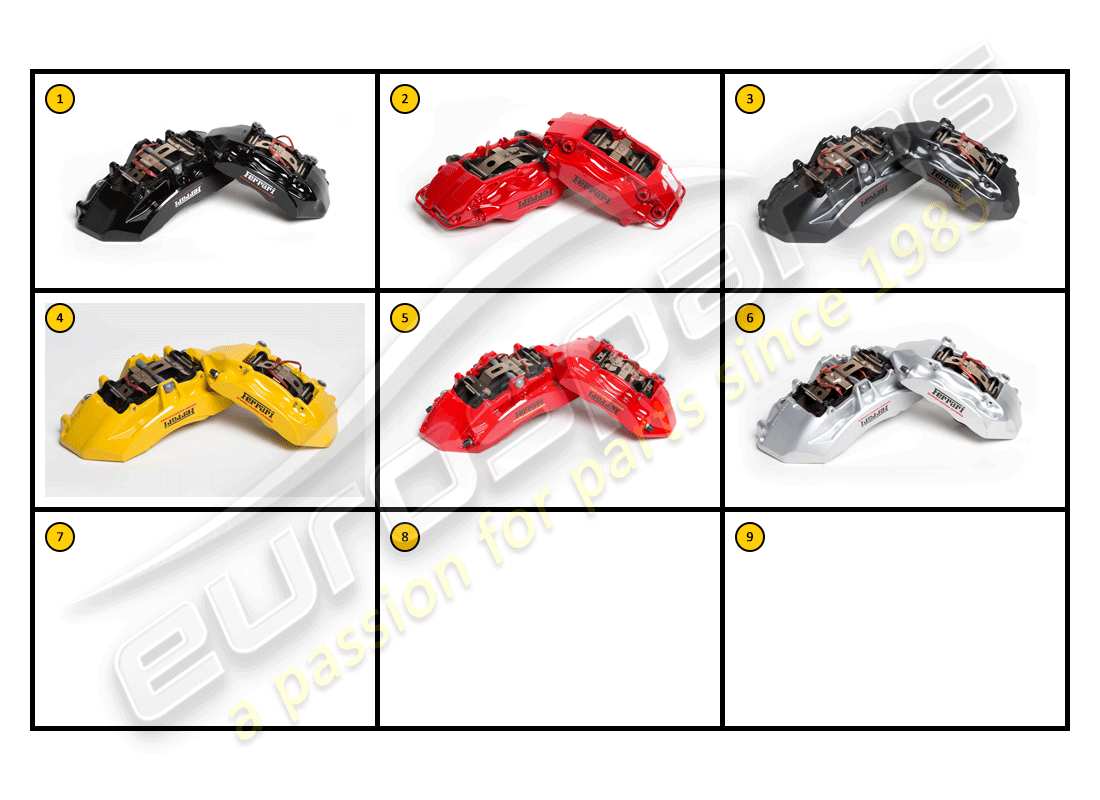 ferrari california (accessories) extérieur - étriers schéma des pièces