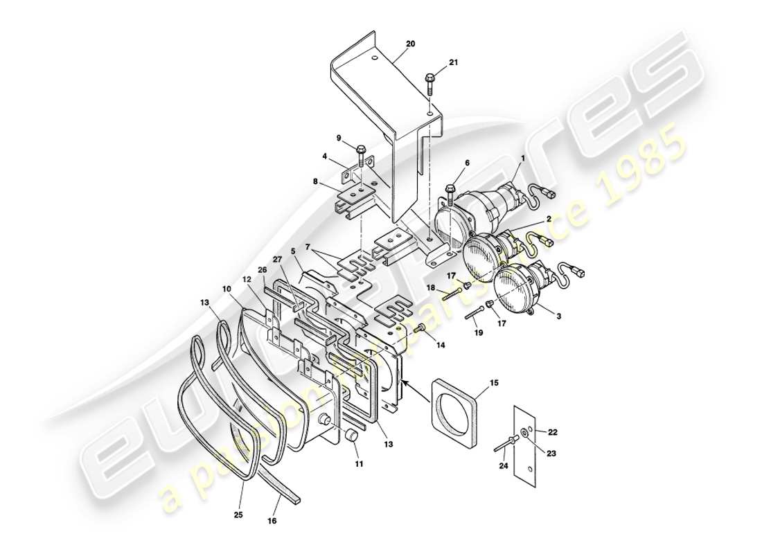 un schéma de pièces du catalogue de pièces aston martin v8 volante