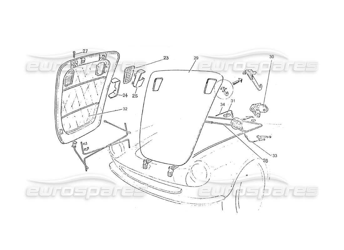 ferrari 275 (pininfarina coachwork) schéma des pièces mobiles du gruppo cofano