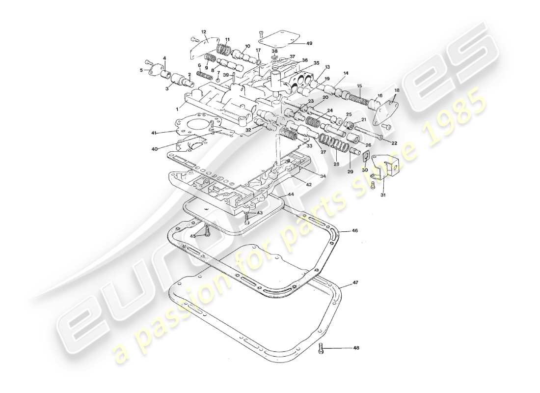 aston martin v8 virage (2000) 3 diagramme des pièces du corps de soupape, du carter et de l'arbre de transmission