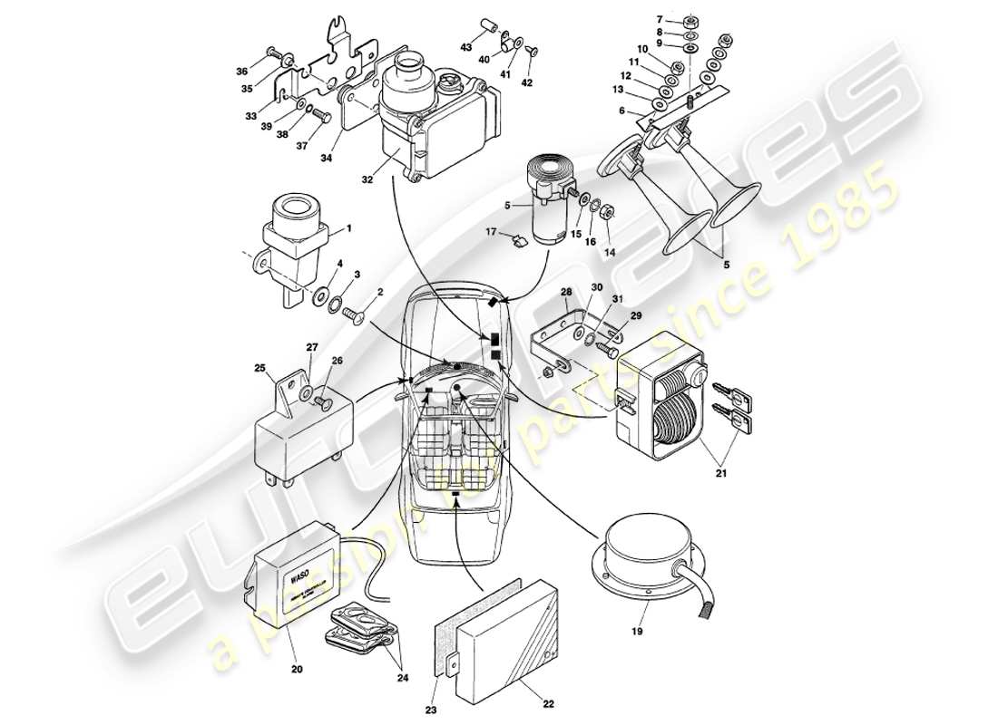aston martin v8 volante (1999) composants du sous-capot, jusqu'au diagramme de pièce vin 89026