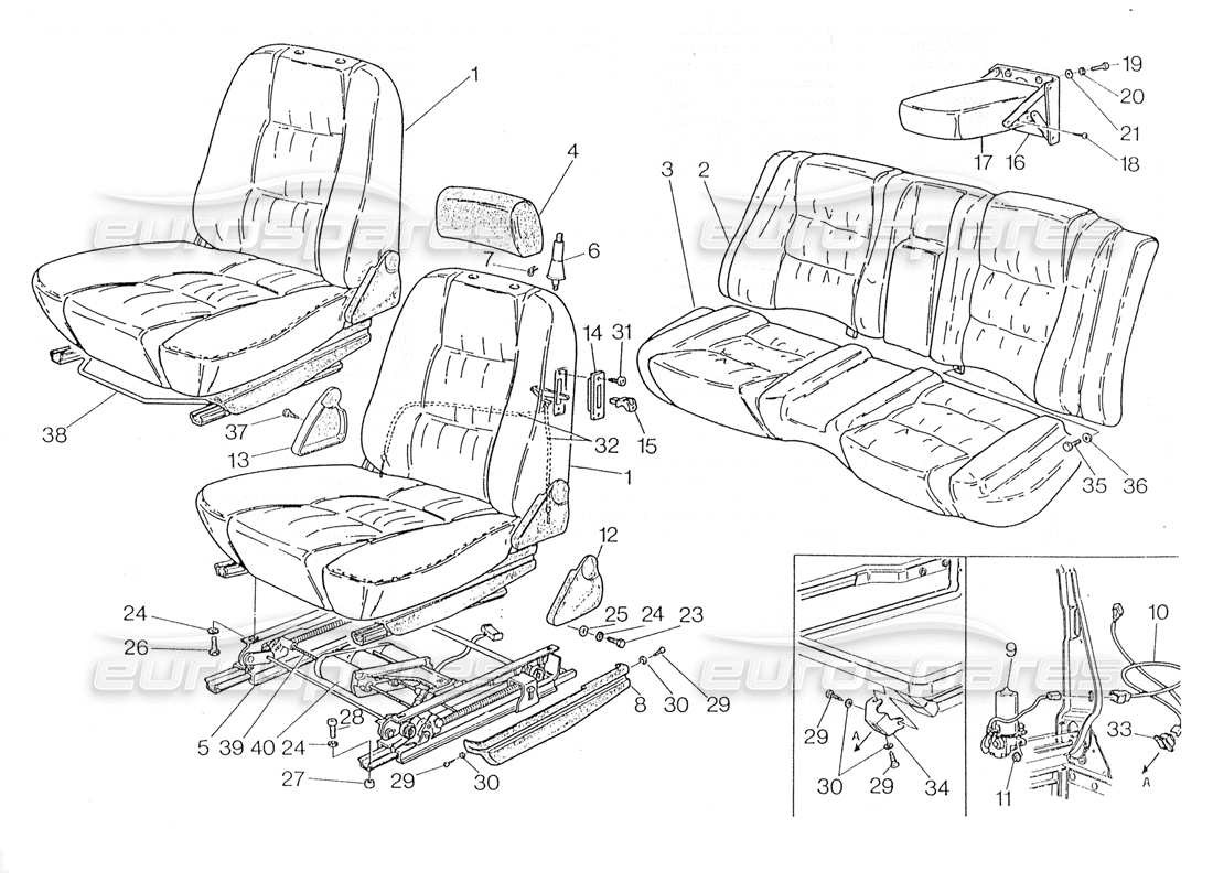 maserati 228 schéma des pièces du mouvement électrique des joints avant et arrière