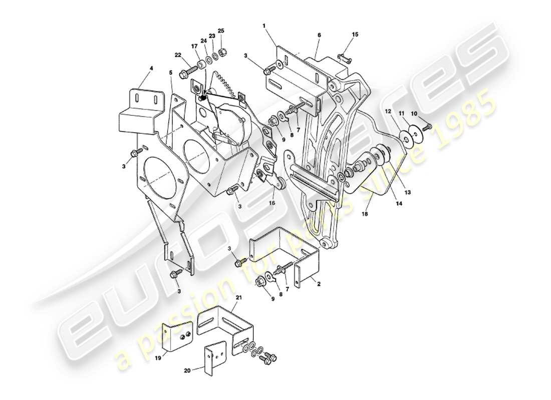 aston martin v8 volante (2000) abaissement du custode arrière schéma des pièces