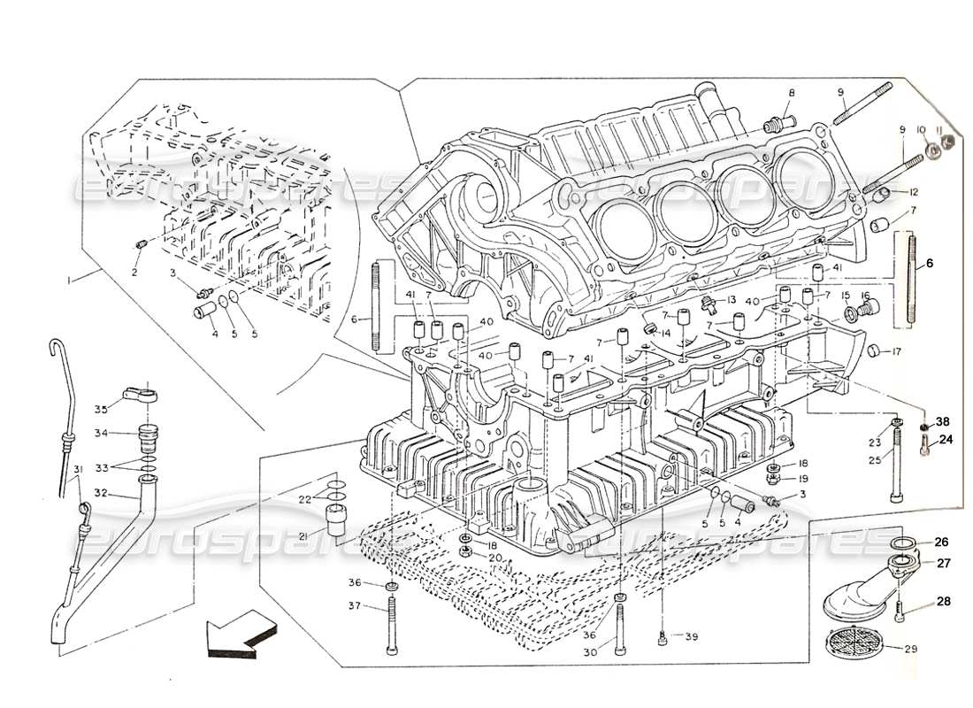 maserati shamal cylinder block (from engine 700280) part diagram