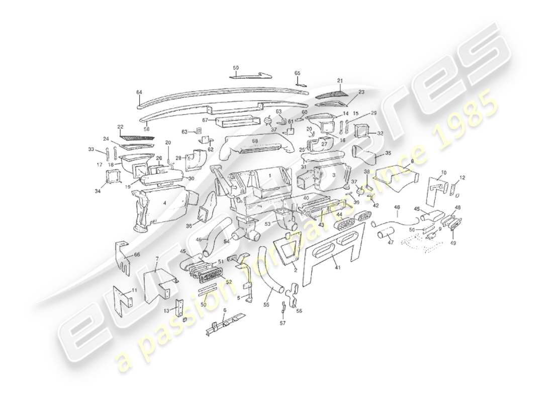 aston martin v8 virage (2000) schéma des pièces d'installation intérieure