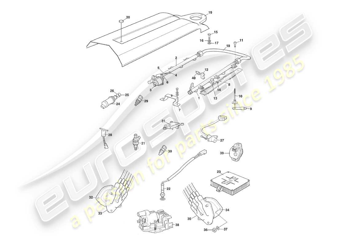 aston martin v8 virage (2000) injection électronique de carburant, volante, vin 69225 sur le diagramme de pièce