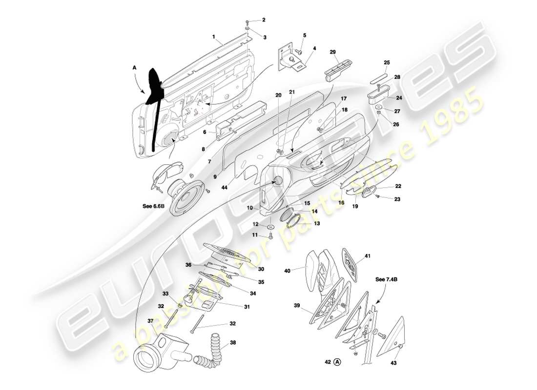 aston martin db7 vantage (2003) schéma des pièces des encadrements de porte, des raccords et des joints