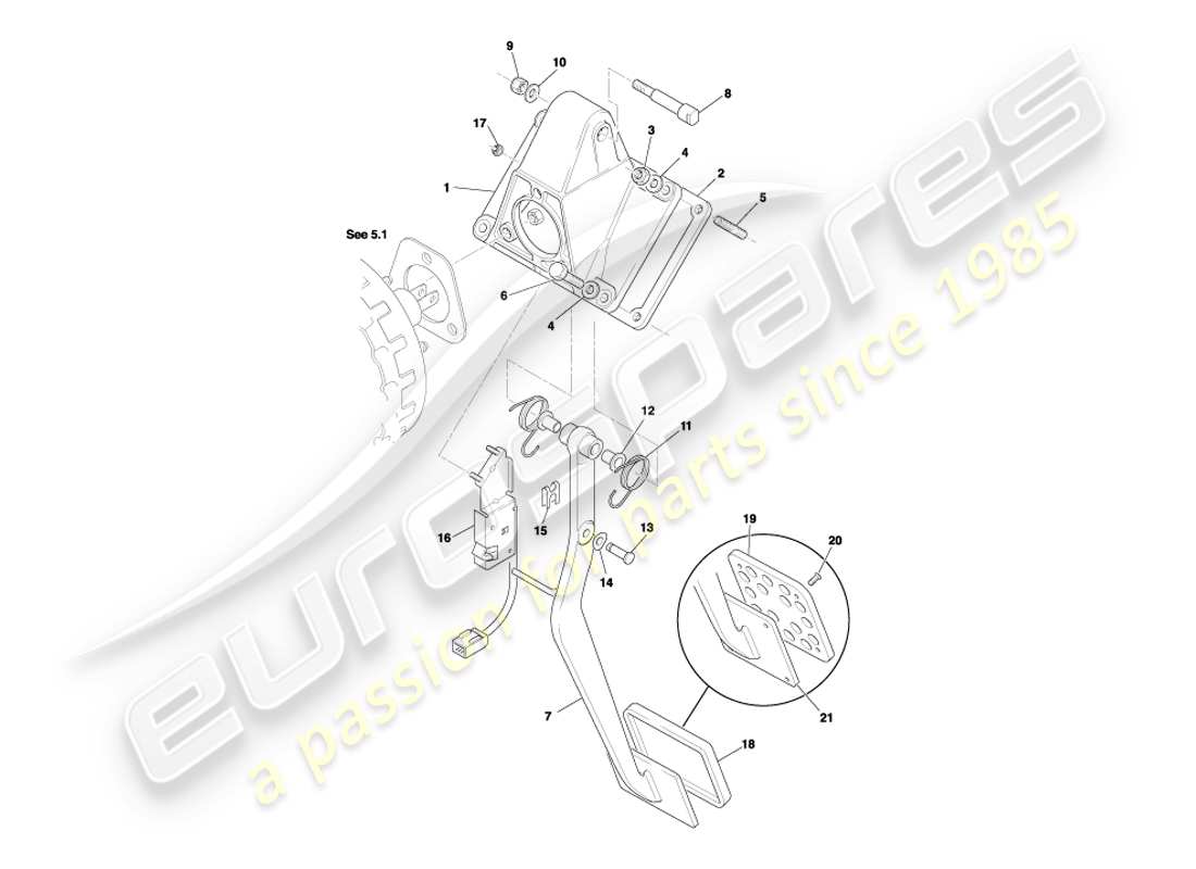 aston martin db7 vantage (2003) engrenage de pédale, diagramme de pièce de frein automatique