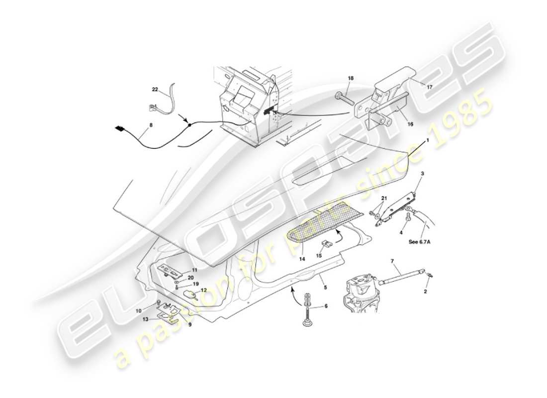 aston martin vanquish (2005) diagramme de pièce de capot