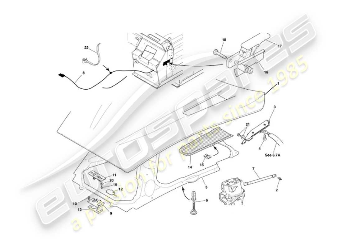 aston martin vanquish (2002) diagramme de pièce de capot