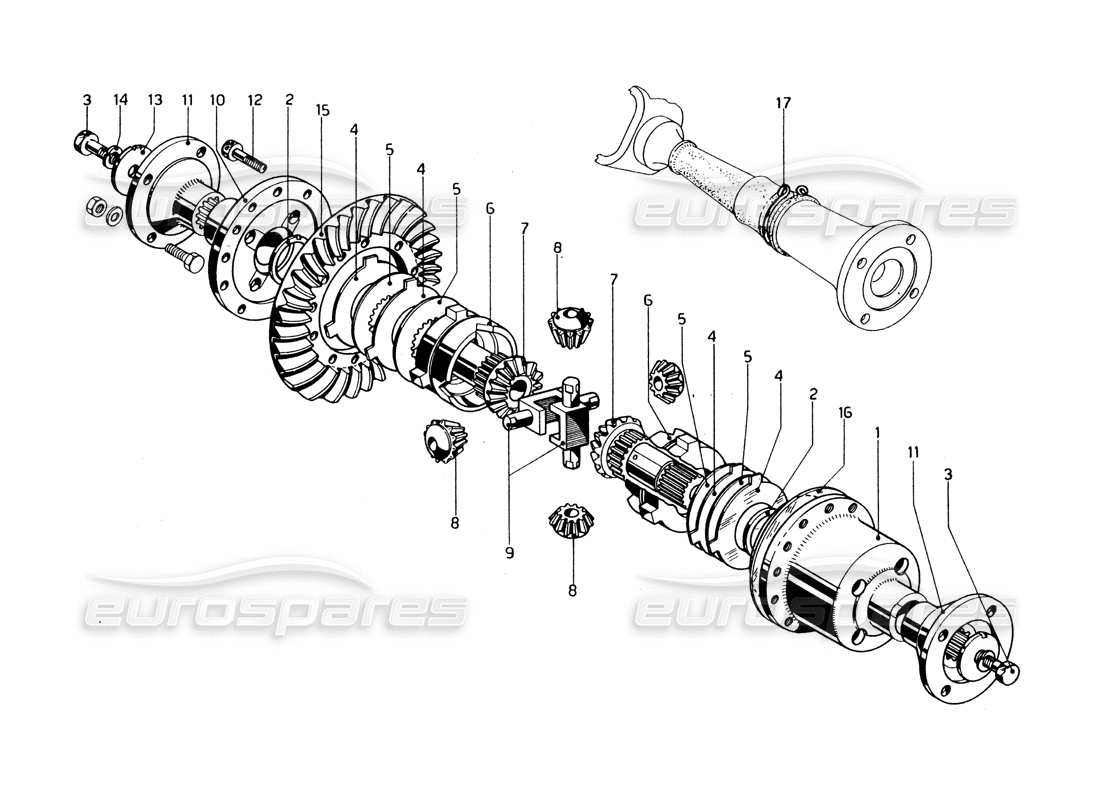 ferrari 275 gtb/gts 2 cam différentiel et arbre de transmission - modèles avec conduite à gauche - schéma des pièces