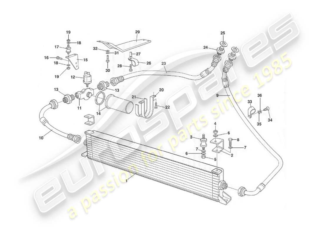 aston martin v8 virage (1999) système de refroidissement d'huile, jusqu'à environ vin 60192 diagramme de la pièce