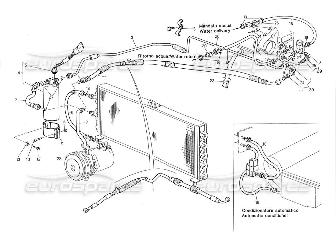 maserati 228 schéma des pièces du système de climatisation (direction droite)