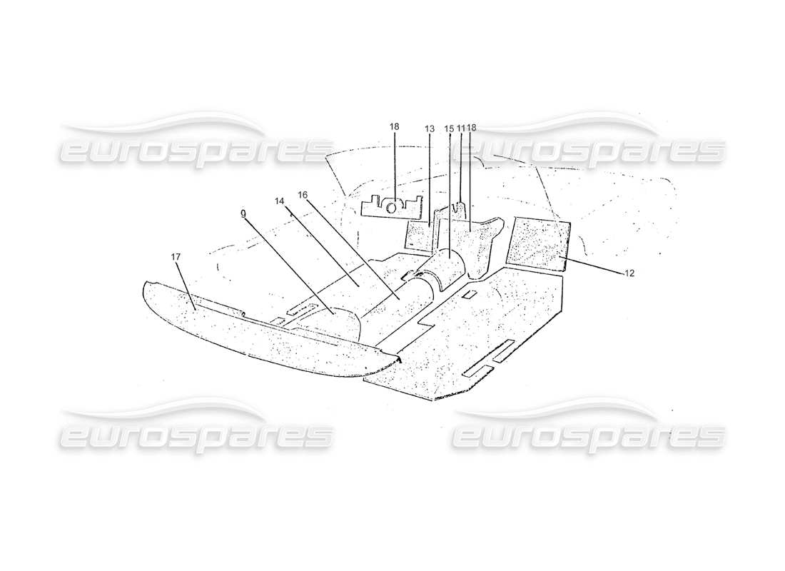 ferrari 275 (pininfarina coachwork) gruppo feltri bitumati (dvn 80 pour quatre riguardi ie figure no 1-2-10) schéma des pièces