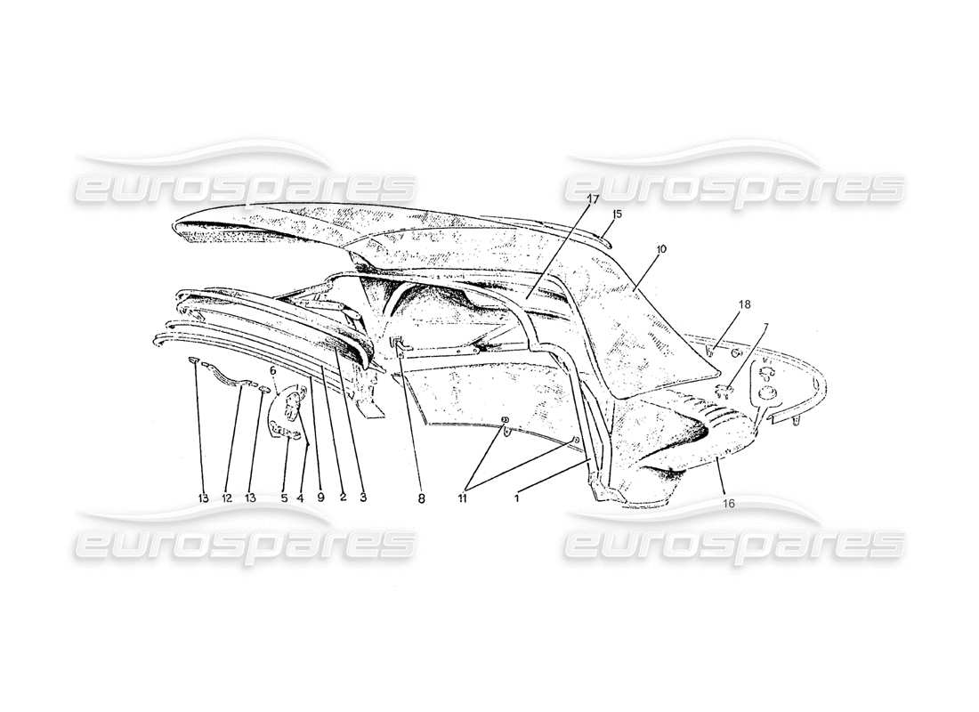 ferrari 275 (pininfarina coachwork) schéma des pièces du gruppo capote