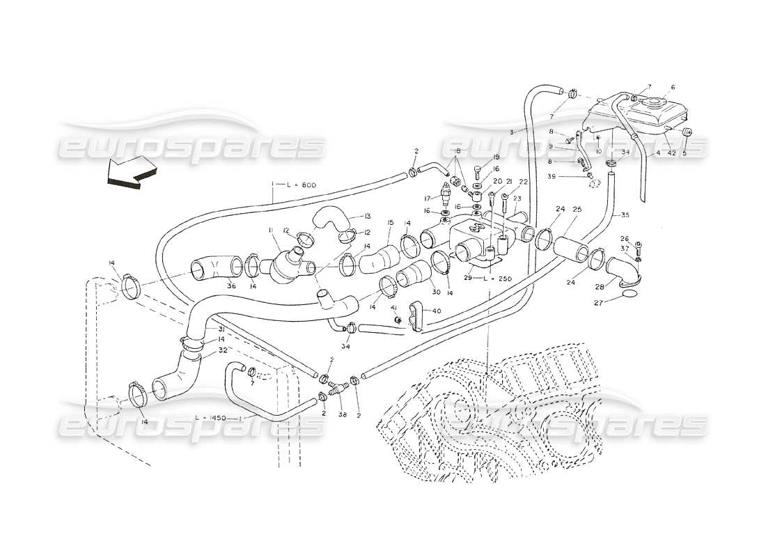maserati shamal ing. cool. corps du thermostat (version ch) schéma des pièces