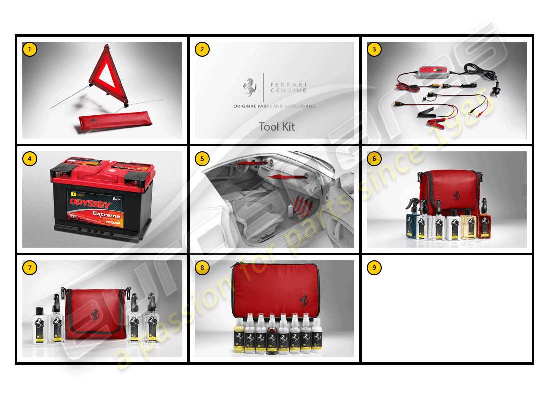 ferrari f430 spider (accessories) entretien automobile – général schéma des pièces