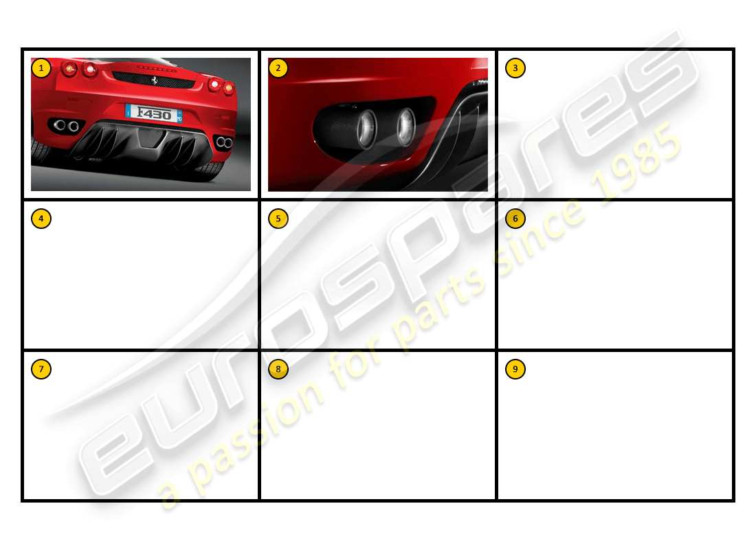 ferrari f430 coupe (accessories) extérieur - schéma des pièces d'échappement