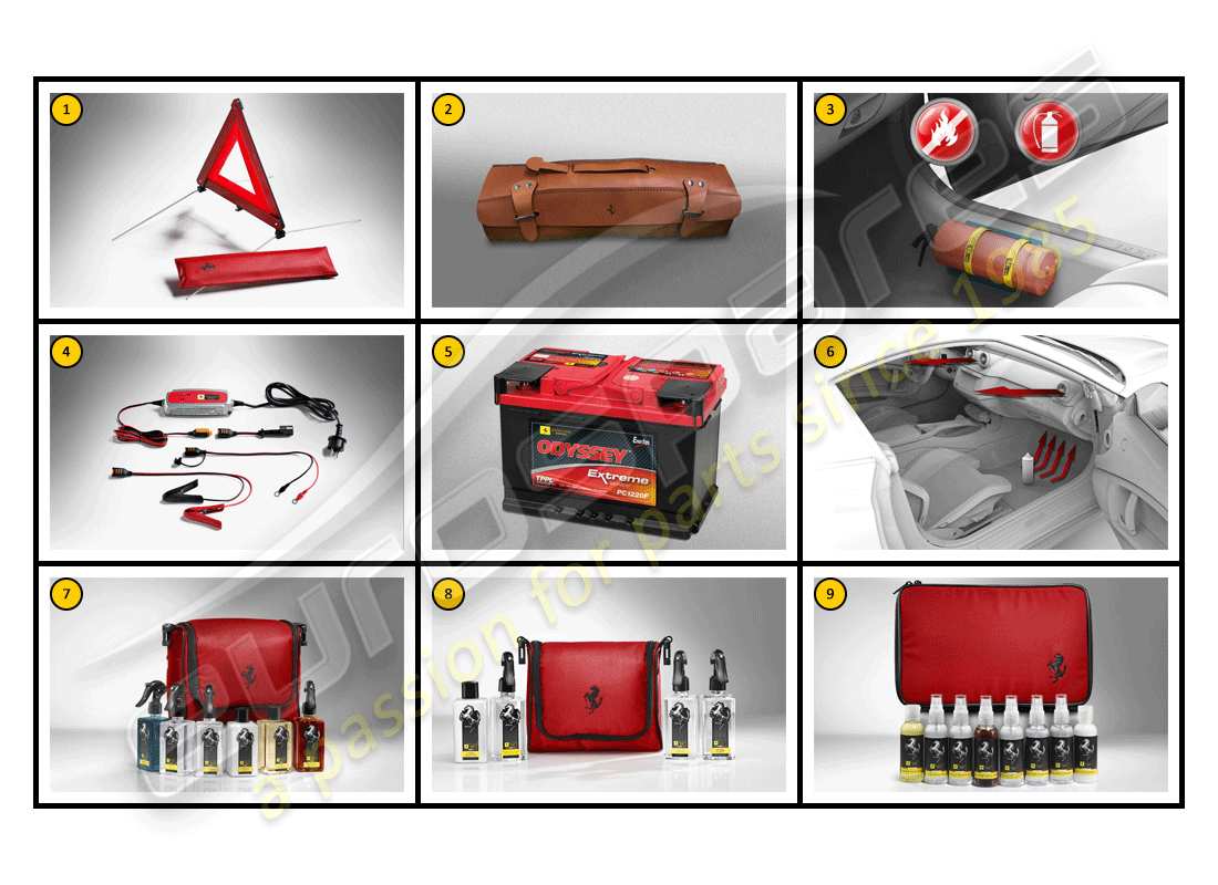 ferrari ff (accessories) entretien de la voiture - schéma général des pièces