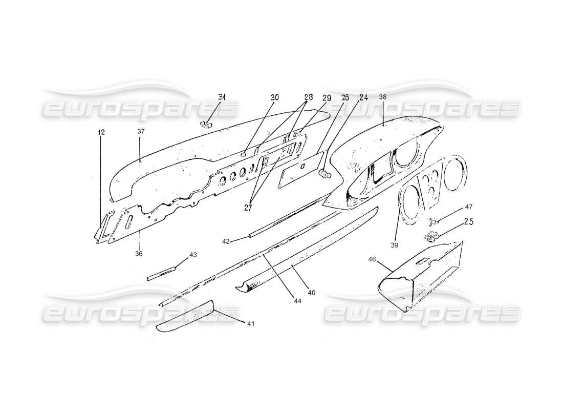ferrari 275 (pininfarina coachwork) schéma des pièces du gruppo plancia portastrumenti