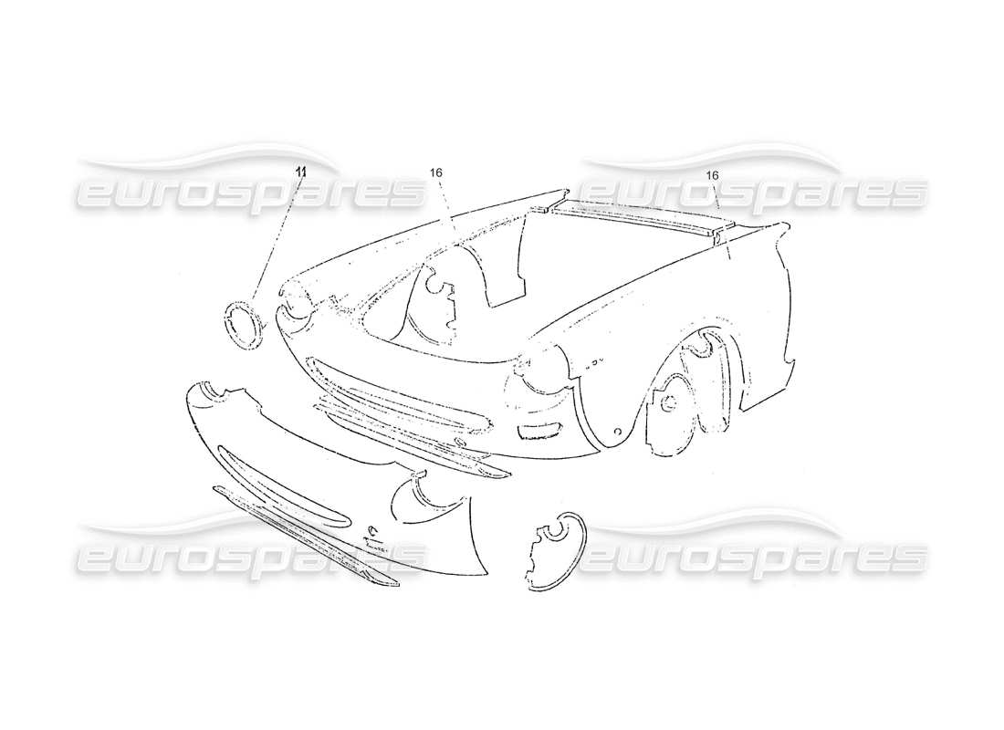 ferrari 275 (pininfarina coachwork) schéma des pièces du gruppo rivestinento anteriore
