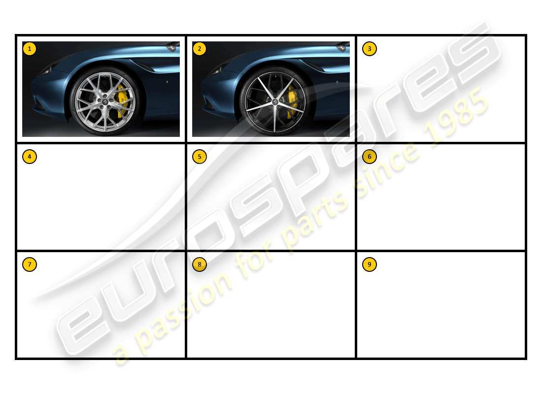 ferrari california (accessories) extérieur - schéma des pièces des roues