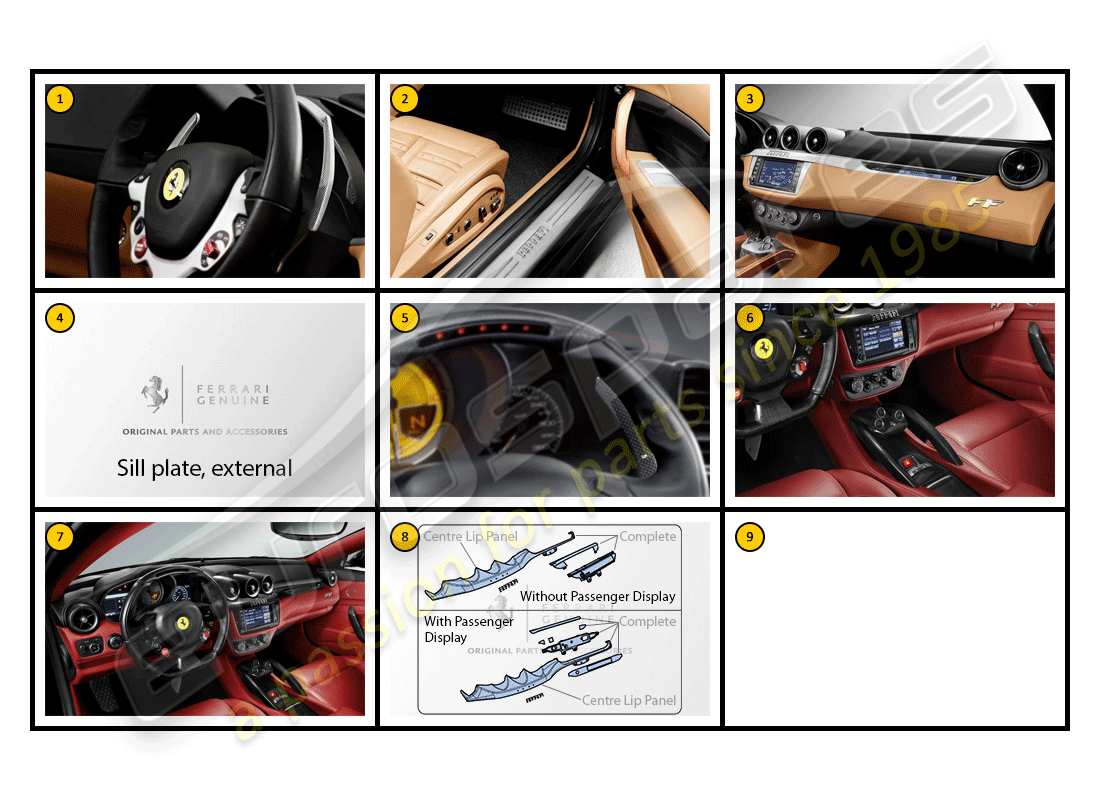 ferrari ff (accessories) intérieur - général schéma des pièces