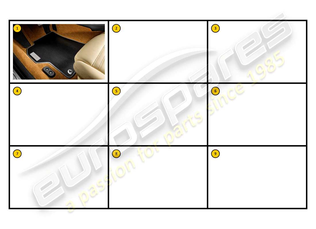 ferrari california (accessories) intérieur - schéma des pièces des surmatelas