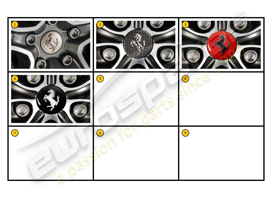 ferrari f430 spider (accessories) exterior - wheel caps part diagram